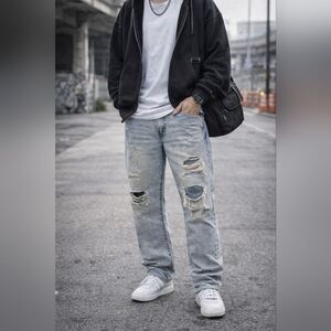 Aeropostale Men’s Distressed Straight-Leg Jeans Size 32x32 Rugged Y2K Everyday